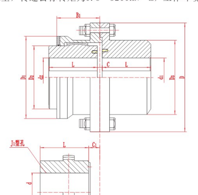 GICLZ Crowned Gear Coupling assembly drawing