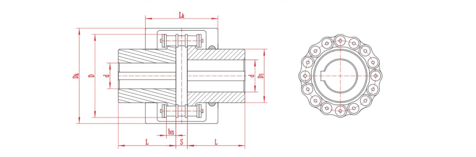 GL Roller Chain Coupling assembly drawing