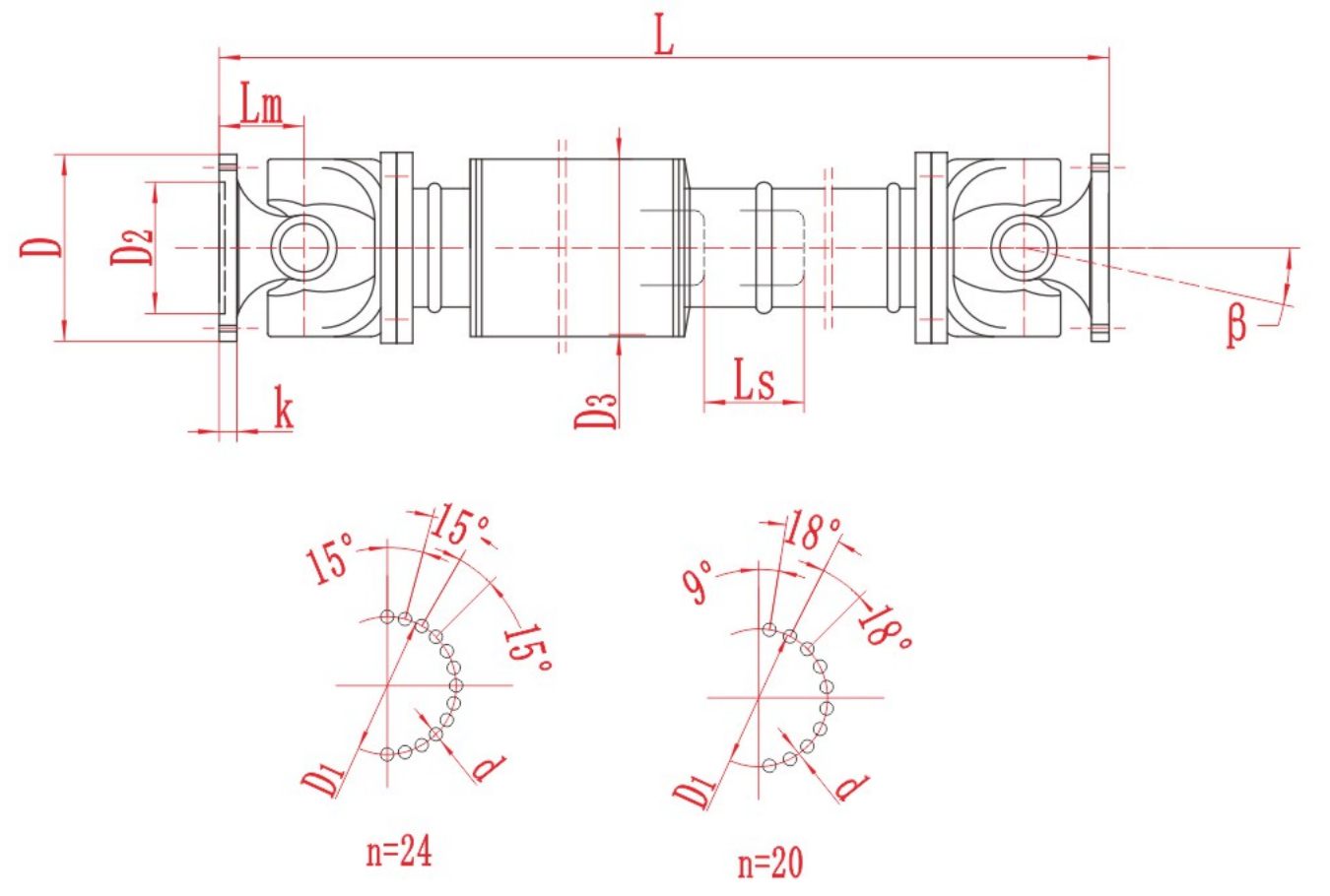 Large SWC-BF Telescopic Flanged Cardan Shaft